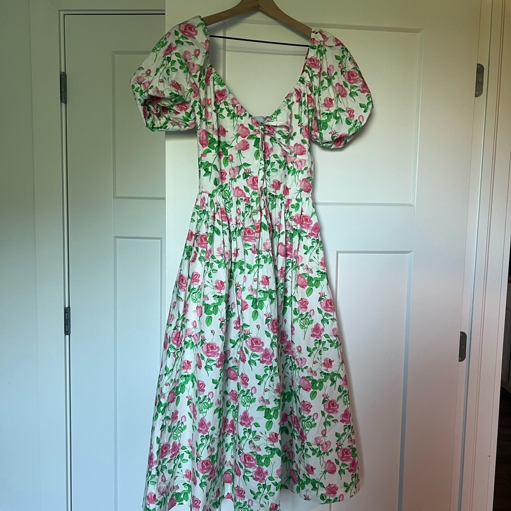 Floral Puff Sleeve Midi Dress